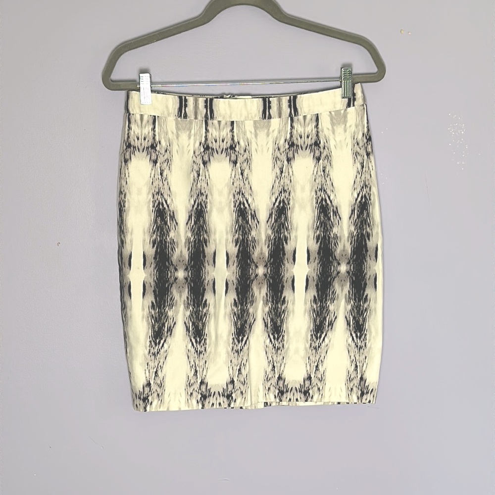White black and grey bohemian print cotton pencil skirt